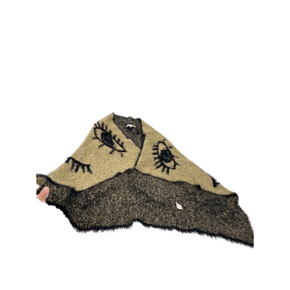 Tempo Paris womans beige black Eye-Pattern Poncho Shawl size M/L SKU 9292 - Picture 2 of 12